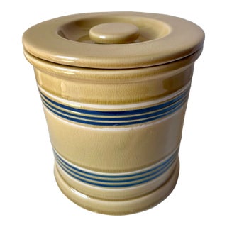 Yellow Ware Blue Banded Canister/Crock For Sale