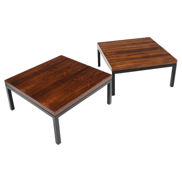 1970s Pair of Square Rosewood Side Tables in Black Bases Baughman For Sale - Image 13 of 13