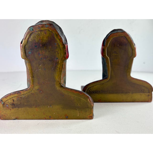 Early 20th Century Dantes Bronze Bust Book Ends. For Sale In Philadelphia - Image 6 of 12