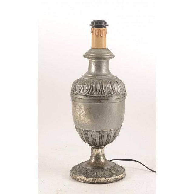 Wood and Silvered Metal Table Lamp, 1900s For Sale - Image 4 of 5
