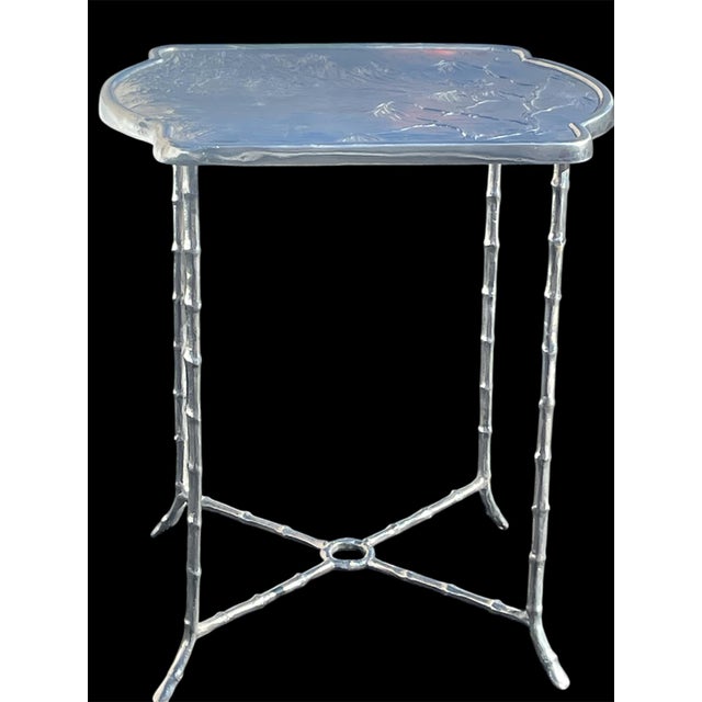 Chinoiserie 1980s Maison Bacques Style Chinoiserie Faux Bamboo Side Table For Sale - Image 3 of 8