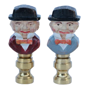 Black Forest Carved Wood Lamp Finials - a Pair