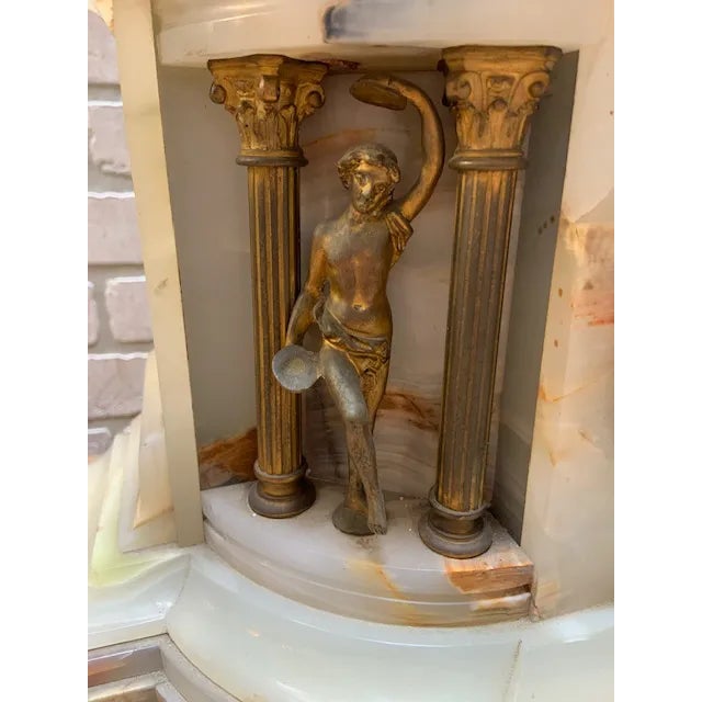 Metal Antique French Louis XVI Style Onyx & Gilt Bronze Garniture Clock Set With Vincenti Médaille D’Argent Movement For Sale - Image 7 of 12