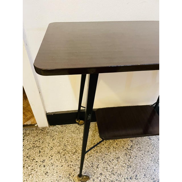 Wood Mid-Century Side Table with Wheels, 1960s For Sale - Image 7 of 8