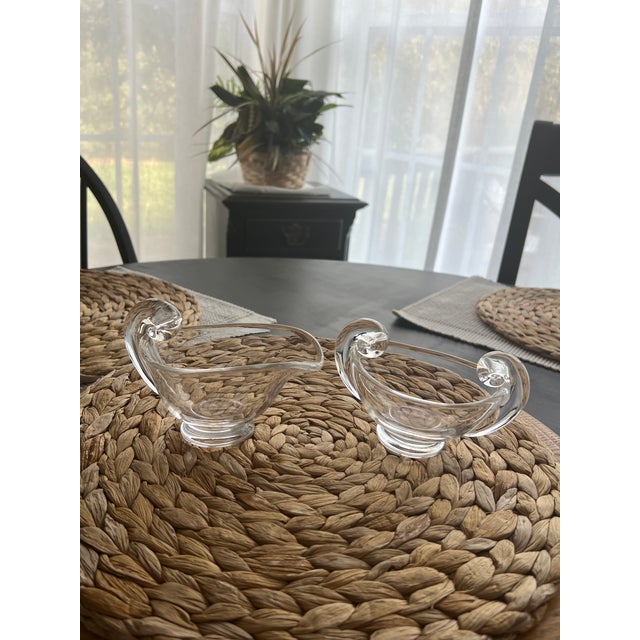 Vintage Art Deco Stueben Glass Creamer and Sugar Bowl Set For Sale In Greensboro - Image 6 of 6