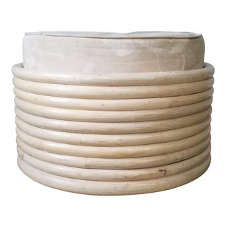 Vintage Paul Frankl Style Ten Bands Rattan Ottoman For Sale