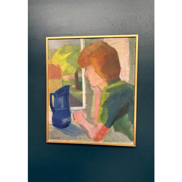 Mid-Century Modern Anna‑stina Nilstoft, Woman, 1950s, Oil Painting on Canvas, Framed For Sale - Image 3 of 18