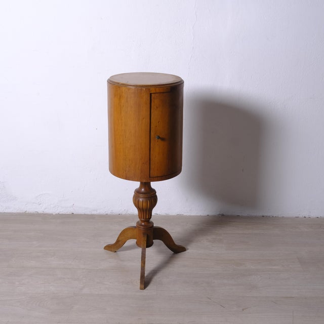 Antique Wooden Column Bedside Table, Early 1900s For Sale - Image 14 of 16