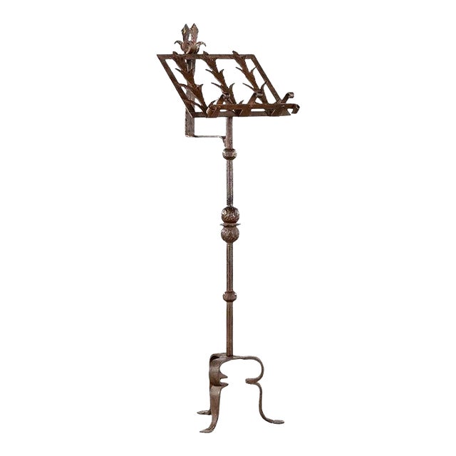 Early 19th Century Gothic Revival Wrought Iron Lectern or Music Stand With Articulated Candle Mount For Sale