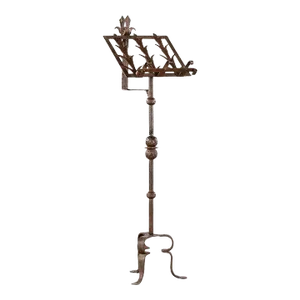 Early 19th Century Gothic Revival Wrought Iron Lectern or Music Stand With Articulated Candle Mount