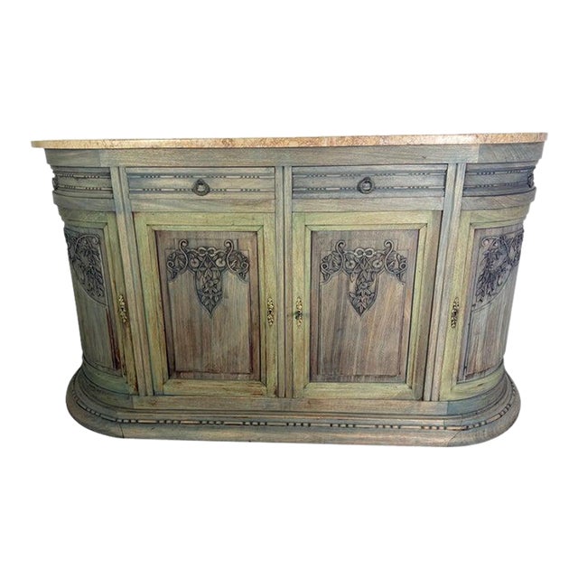 19th Century Italian Neoclassical Demilune Credenza With Marble Top For Sale