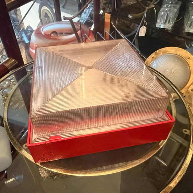 1970s Mid-Century Modern Red Painted Metal and Plexiglass Ceiling Light by Fael For Sale - Image 18 of 18