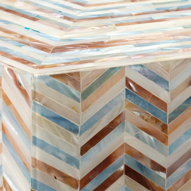 Jamie Young Hepburn Mother of Pearl Hexagon Side Table For Sale - Image 4 of 4