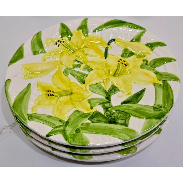 English 1988 Shafford Fleurs Du Jour Embossed Floral Dessert Plates — Set of 12 For Sale - Image 3 of 12