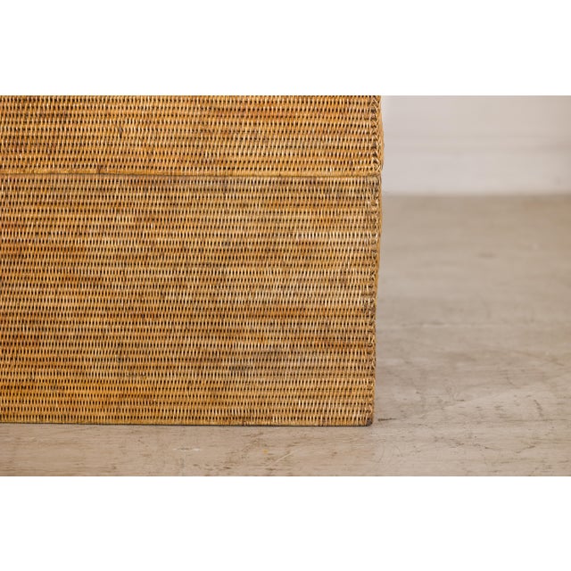 Large Vintage Woven Rattan Storage Box with Removable Lid For Sale - Image 13 of 15