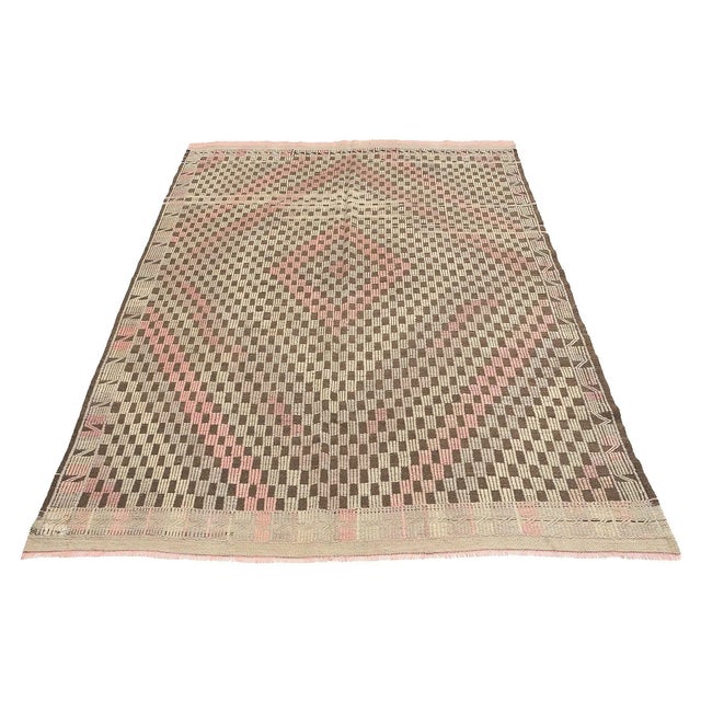 Embroidered vintage handwoven kilim rug from Denizli region of Turkey. Approximatelly 50-60 years old. In very good...