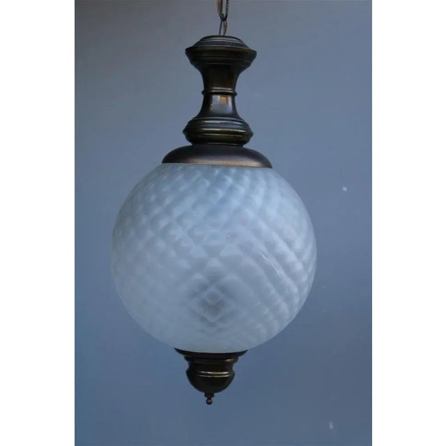 Mid-Century Modern Italian Round Lantern in Murano Glass and Burnished Brass, 1950s For Sale - Image 3 of 8