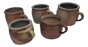 Antique French Stoneware Pottery Jugs, 1890s, Set of 5