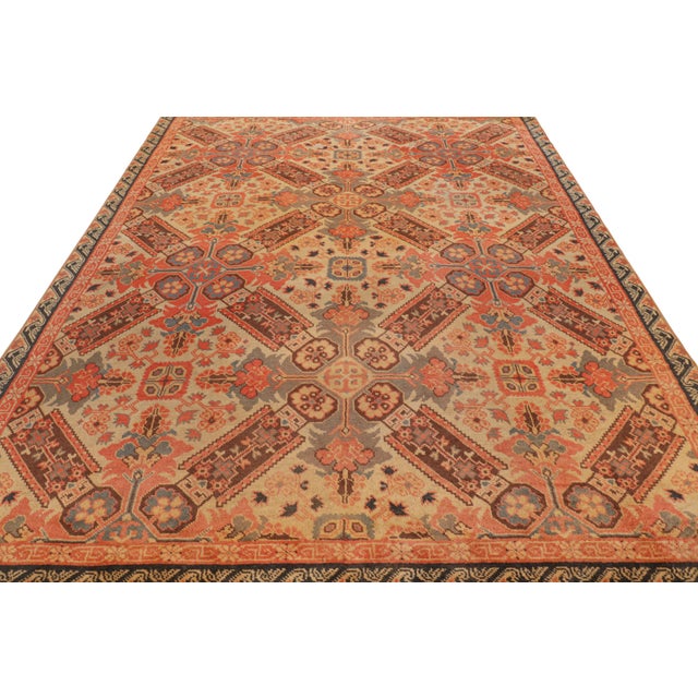 1960s Vintage European Rug in Orange With Floral Patterns, From Rug & Kilim For Sale - Image 5 of 7