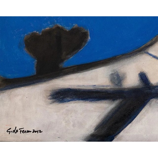 Blue and Black is an original artwork realized by Giorgio Lo Fermo (b. 1947) in 2012. Oil on canvas. Hand signed and dated...