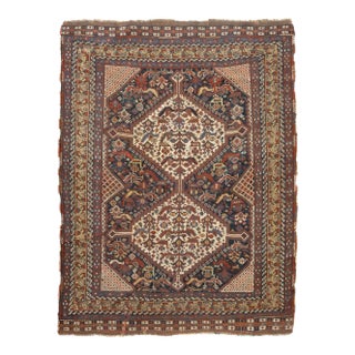 Late 18th Century Antique Persian Qashqai Rug 4'9'' x 6'4'' For Sale