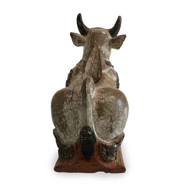 Nandi Cow in Carved and Lacquered Wood For Sale - Image 5 of 9
