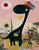 A colorful and playful children's artwork featuring a dinosaur with a beret against a pink sky. This original artwork by...