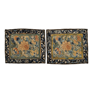 19th Century Chinese Silk Embroidery Panels- Set of 2