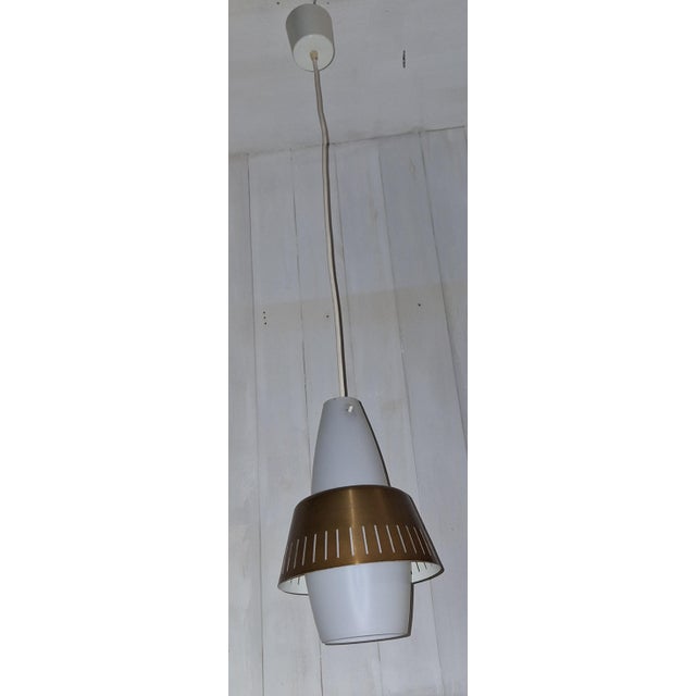 Vintage Pendant Lamp with Opaque White Glass Shade, 1960s For Sale - Image 6 of 7
