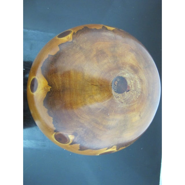 Jess Craig Turned Norfolk Island Pine Wood Studio Hawaii Art Footed Bowl For Sale - Image 11 of 11