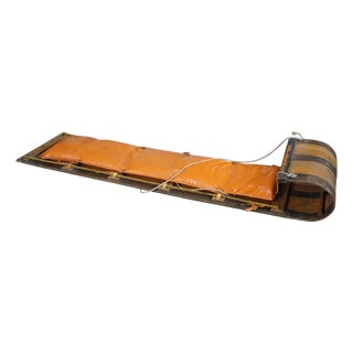 VTG Adirondack Bentwood Oak Toboggan Snow Sled Sleigh Vinyl Seat Cabin Decor 72" For Sale