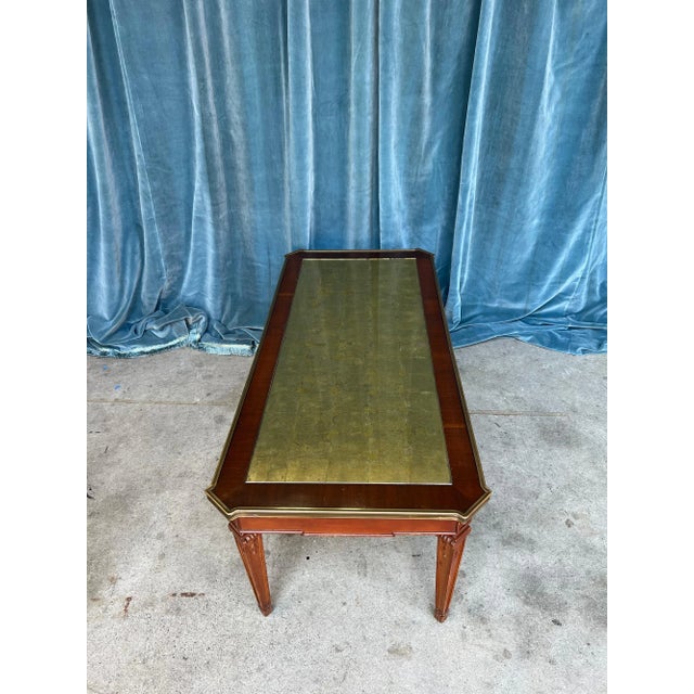 Neoclassical Style Mahogany Coffee Table With Gold Leaf Top For Sale - Image 4 of 13