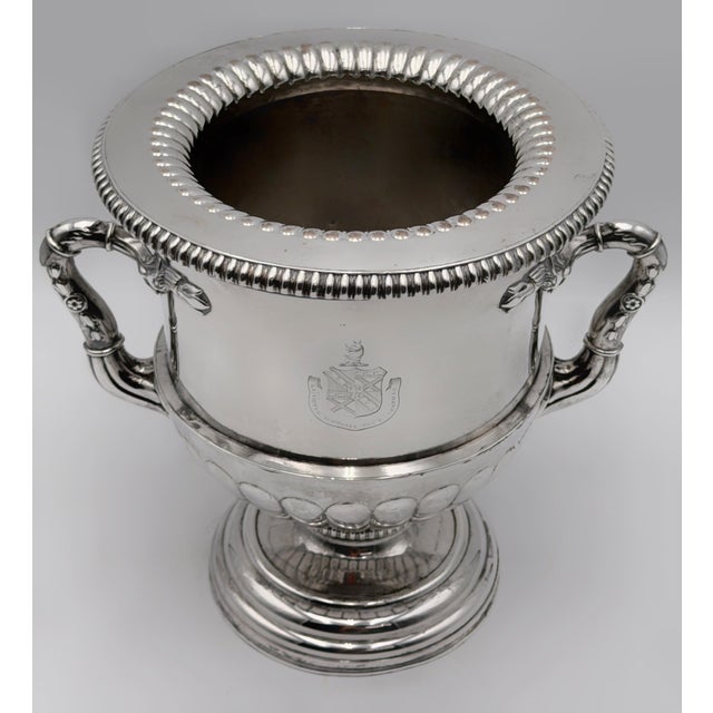 Regency English Sheffield Plate Armorial Wine Cooler, Manner of Matthew Boulton For Sale - Image 13 of 15
