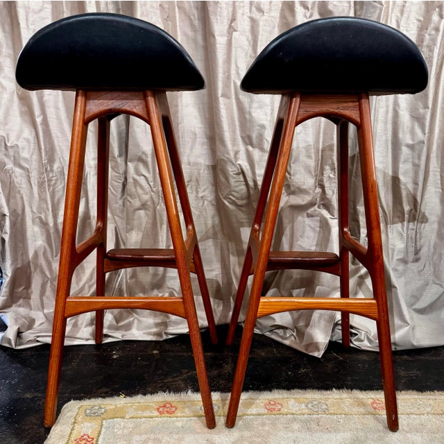 Mid-Century Modern Erik Buch for Oddense Maskinsnedkeri o.d. Mobler Danish Teak Barstools For Sale - Image 3 of 5