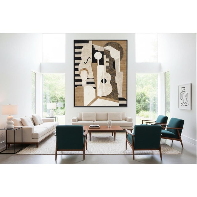 Large 42-Inch Postmodern Cubist Tessellated Stone Relief Sculpture - Marquis Collection of Beverly Hills - After Juan Gris For Sale - Image 12 of 12