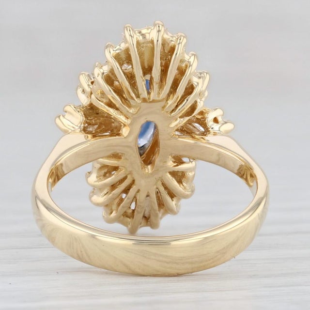 Metal 2.45ctw Marquise Blue Sapphire Diamond Halo Ring 18k Yellow Gold Size 5.75 For Sale - Image 7 of 7