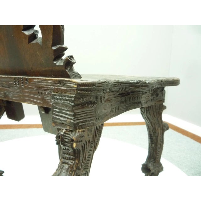 Antique and Hand Carved Oak Chair, 1900s For Sale - Image 13 of 18