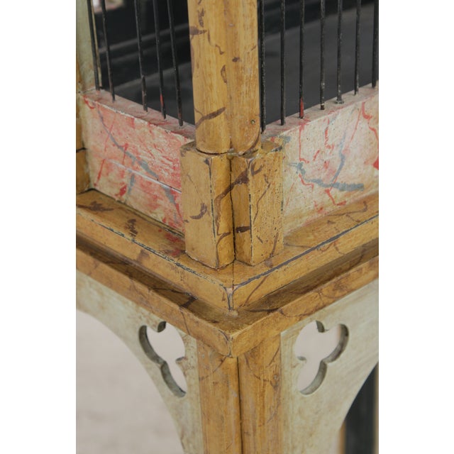 Neo-Gothic Painted Wood & Wire Birdcage on Stand For Sale - Image 12 of 13