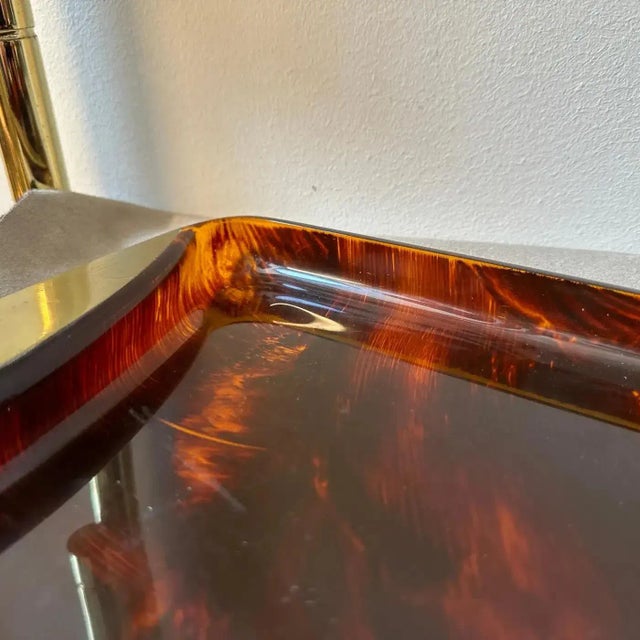 1970s 1970s Mid-Century Modern Brass and Lucite Italian Serving Tray by Guzzini For Sale - Image 5 of 11