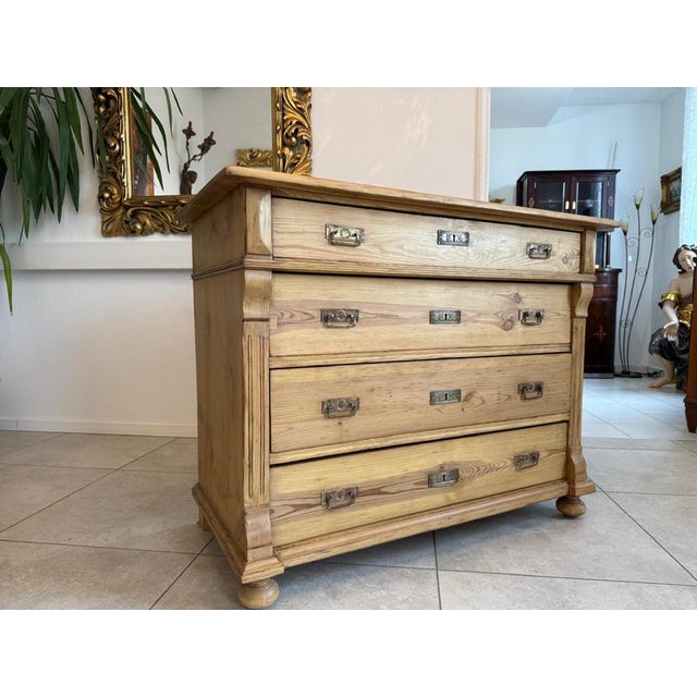 Wood Antique Gründerzeit Chest of Drawers in Softwood For Sale - Image 7 of 11