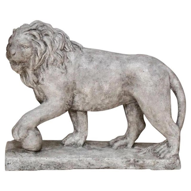 Antique Stone Medici Lion Sculpture, 1920 For Sale - Image 10 of 10
