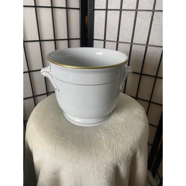 EUC Herden White Porcelain with Gold Strip and Rim2 Handled Cachepot