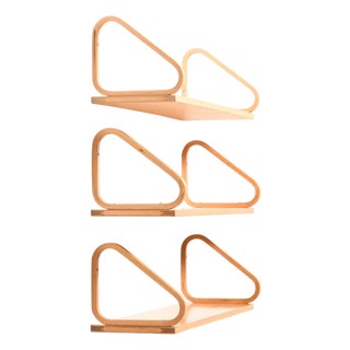Wall Shelves in Birch attributed to by Alvar Aalto, 1940s, Set of 3 For Sale
