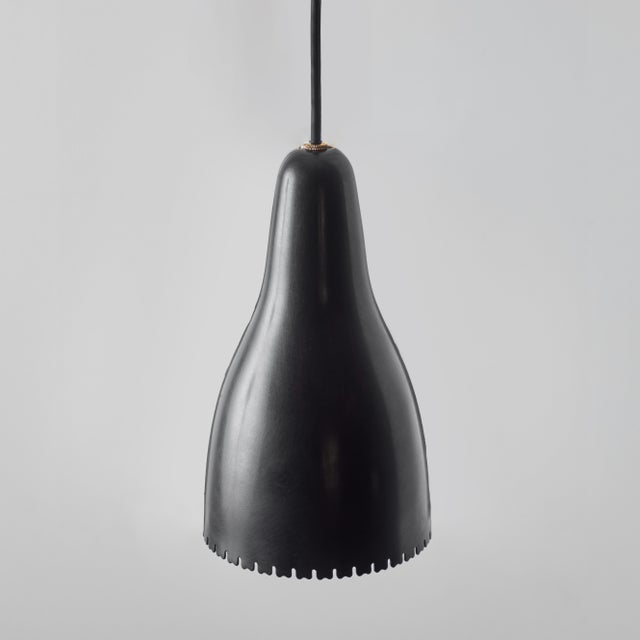 Lyfa 1950s Bent Karlby Black Painted Metal & Brass Pendant Lamp for Lyfa For Sale - Image 4 of 6