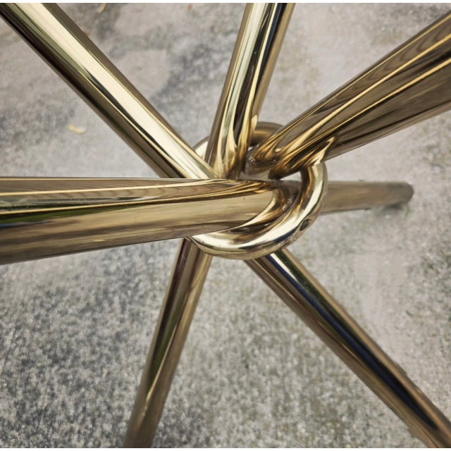 1970s Beautiful Vintage Hollywood Regency Kitchen Table Brass Knot Base For Sale - Image 5 of 7