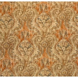 P. Kaufmann "Botticelli" Cognac Damask Medallion Cotton Twill Fabric: 4 Yards For Sale