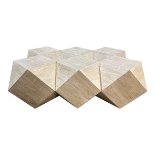 CFC Rustic Wood Geometric Coffee Table For Sale