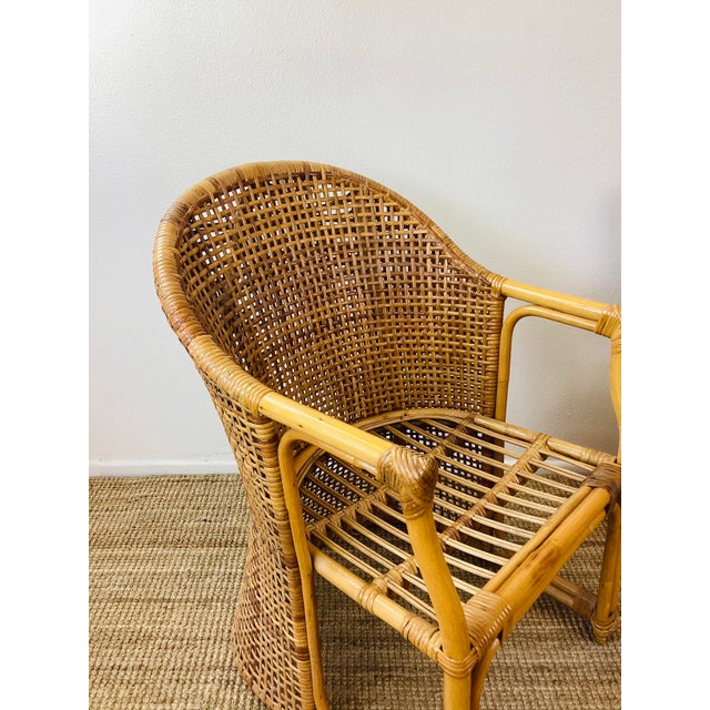 Vintage 1960s Rattan Woven Back Desk Chair For Sale - Image 9 of 11