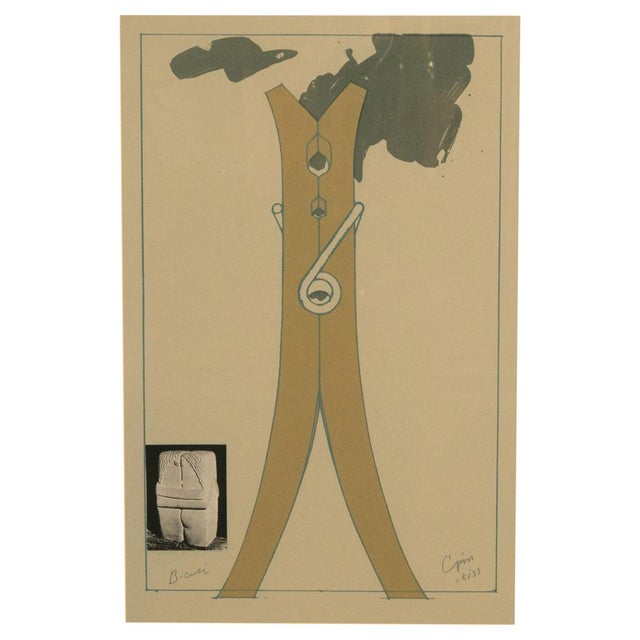 Pop Art Pop Art Silk Screen Print and Collage "Clothespin Brancusi's Kiss" Philadelphia by Claes Oldenburg, 1972 For Sale - Image 3 of 13