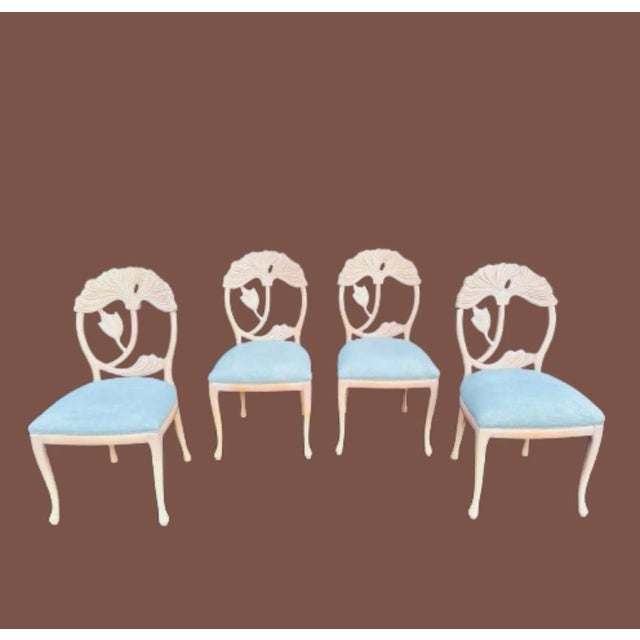 Vintage Hand Carved Italian Dining Chairs With New Upholstery in the Style of Phyllis Morris - Set of 4 For Sale - Image 9 of 11